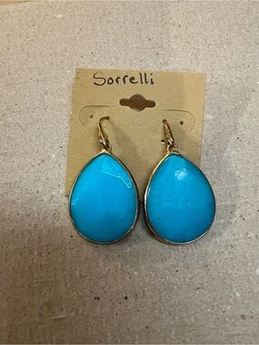 Sorrelli Bright Turquoise Teardrop Earrings with Gold Trim